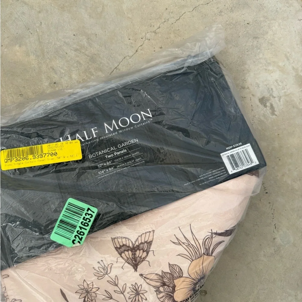 Half Moon Botanical Garden Two Panels Curtains-NWT